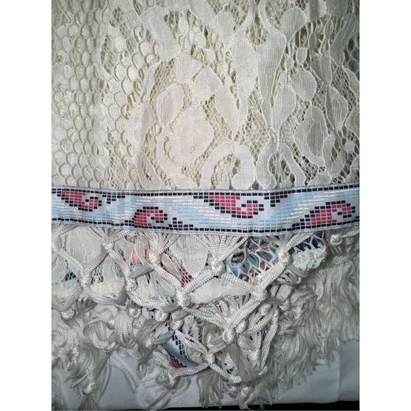 Coverup cape throw poncho swimsuit cover size small fringe native trim - Picture 9 of 9